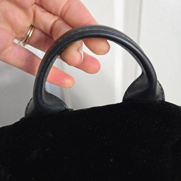 Salvatore Ferragamo Black Velvet Backpack with Front Pocket main image 7